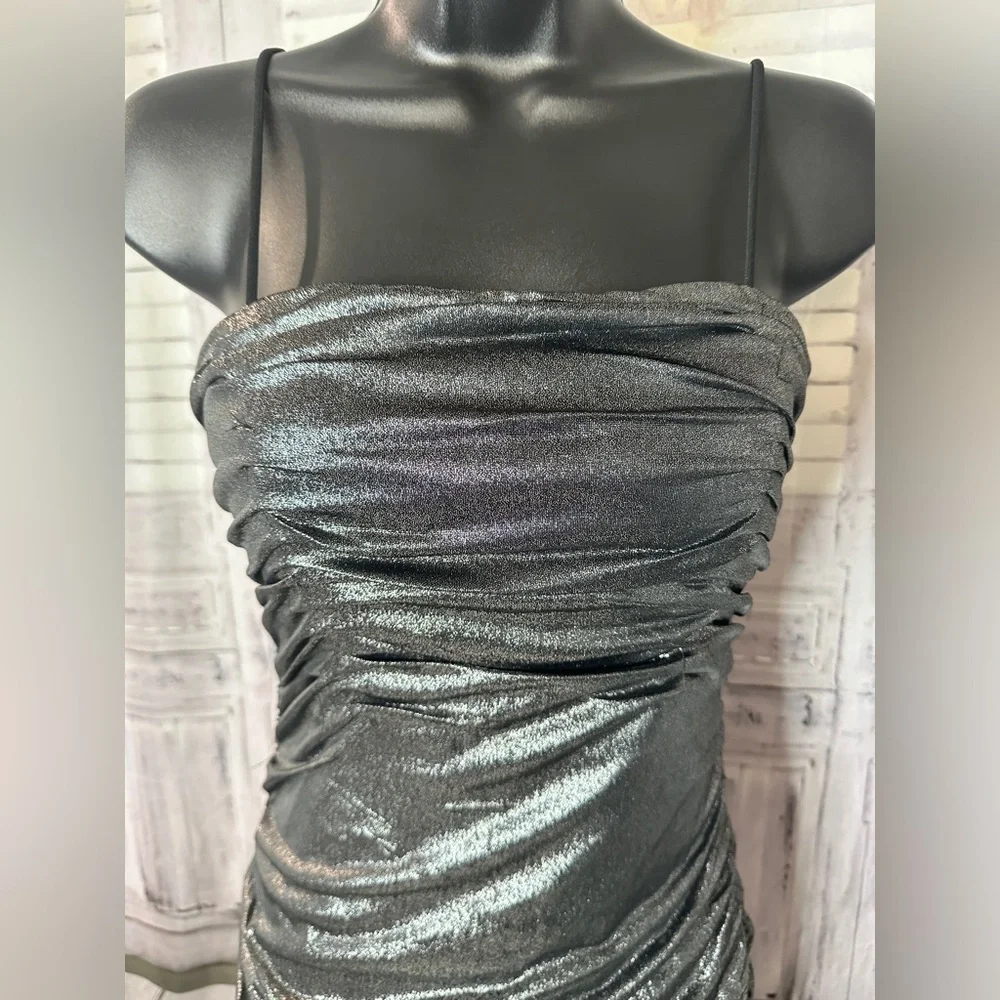 Metallic ruffle dress. - Picture 2 of 7
